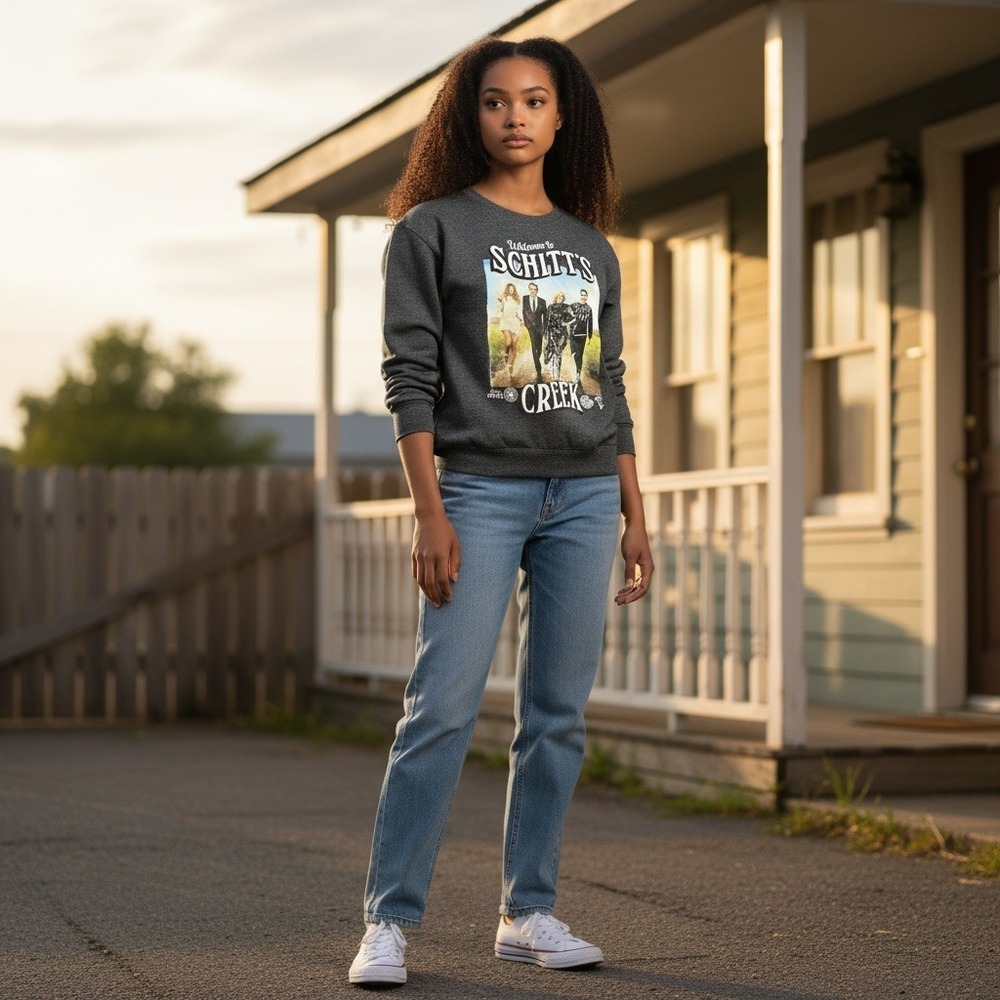 Schitt's Creek Graphic Sweatshirt S Gray Rose Family Crewneck Comfy Aesthetic